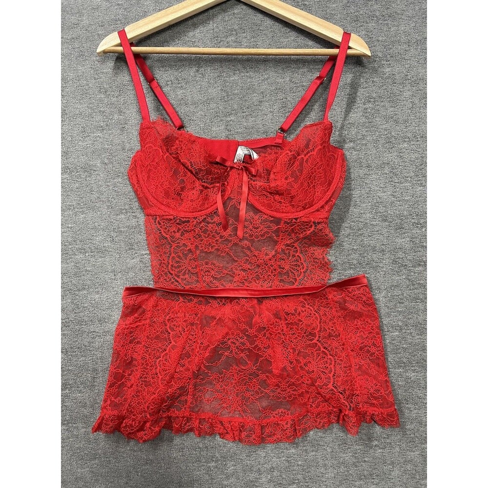 Victoria Secret XL Red Lace Babydoll Dress Apron